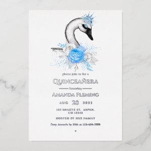 Blue and Silver Swan Quinceañera Foil