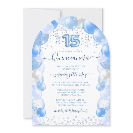 Blue Balloon Sparkle Quinceañera