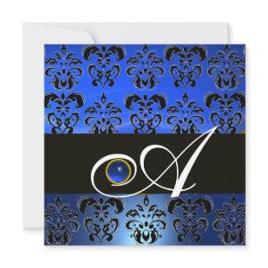BLUE BLACK DAMASK MONOGRAM SAPPHIRE