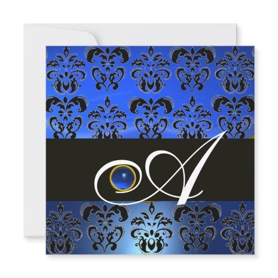 BLUE BLACK DAMASK MONOGRAM SAPPHIRE