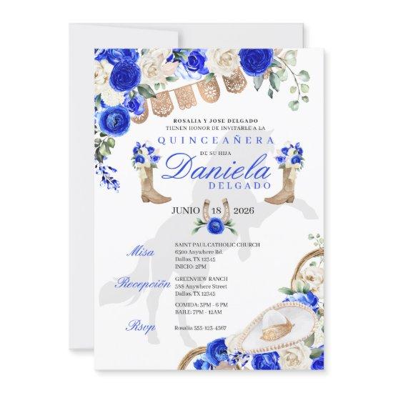 Blue Boots & Roses Papel Picado Quinceañera