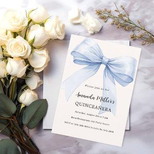Blue bow cream elegant Quinceanera