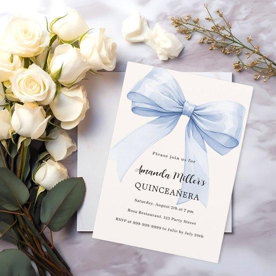 Blue bow cream elegant Quinceanera