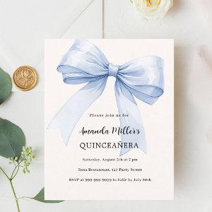Blue bow cream elegant Quinceanera