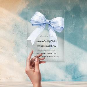 Blue bow elegant Quinceanera luxury clear Acrylic