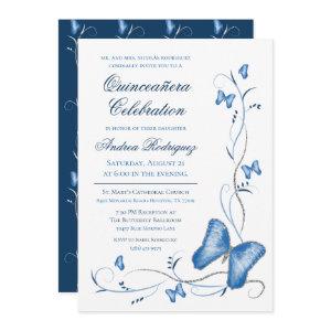 Blue Butterflies & Swirls Quinceanera