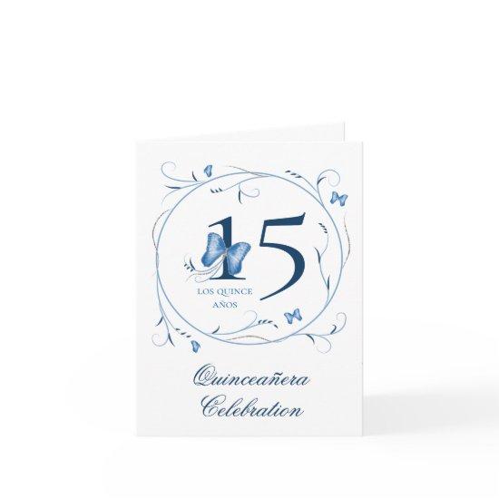 Blue Butterflies & Swirls Quinceañera