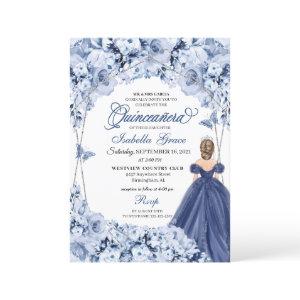 Blue Butterfly Princess Tiara Gown Quinceañera
