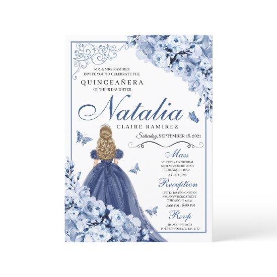 Blue Butterfly Princess Tiara Quinceañera