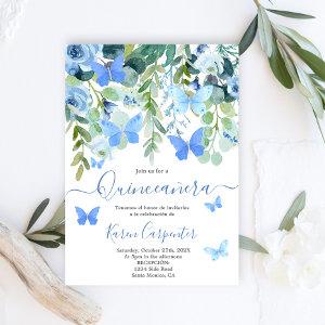 Blue Butterfly Quinceañera Sweet 15 Birthday