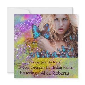 BLUE BUTTERFLY SWEET 16 PARTY  MONOGRAM,Champagne