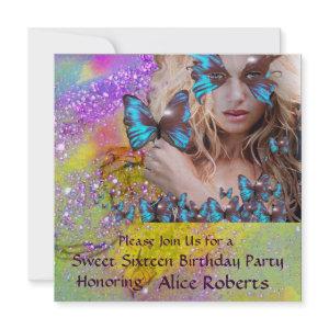 BLUE BUTTERFLY SWEET 16 PARTY  MONOGRAM,Champagne
