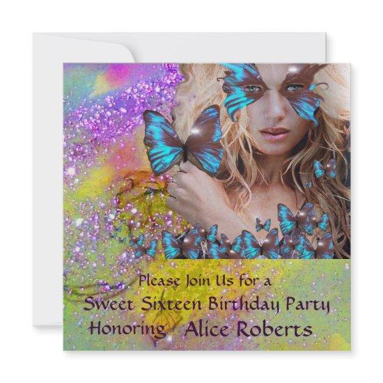 BLUE BUTTERFLY SWEET 16 PARTY  MONOGRAM,Champagne