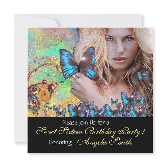 BLUE BUTTERFLY SWEET 16 PARTY  MONOGRAM