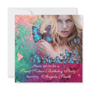 BLUE BUTTERFLY SWEET 16 PARTY  MONOGRAM