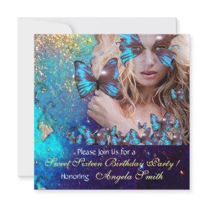 BLUE BUTTERFLY SWEET 16 PARTY  MONOGRAM