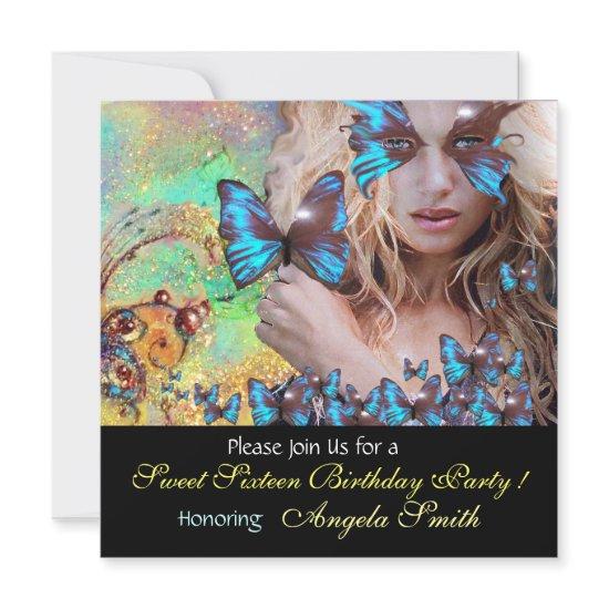 BLUE BUTTERFLY SWEET 16 PARTY  MONOGRAM