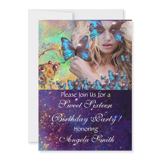 BLUE BUTTERFLY SWEET 16 PARTY  MONOGRAM