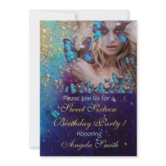 BLUE BUTTERFLY SWEET 16 PARTY MONOGRAM Silver