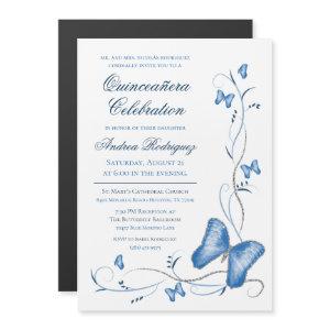 Blue Butterfly & Swirls Quinceañera Magnetic