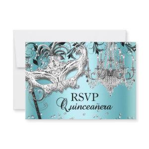 Blue Chandelier Masquerade Quinceanera RSVP