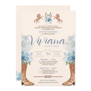 Blue Charro Western Roses Quinceanera