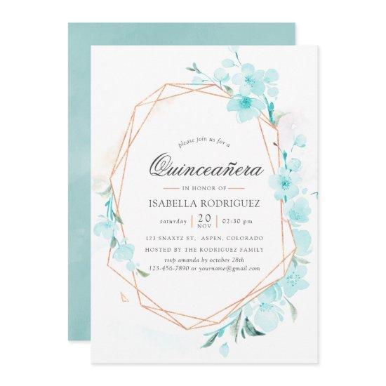 Blue Cherry Blossom Geometric Spring Quinceañera I