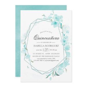 Blue Cherry Blossom Geometric Spring Quinceañera