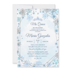 Blue Christmas Holiday Season Geometric Sweet 15th
