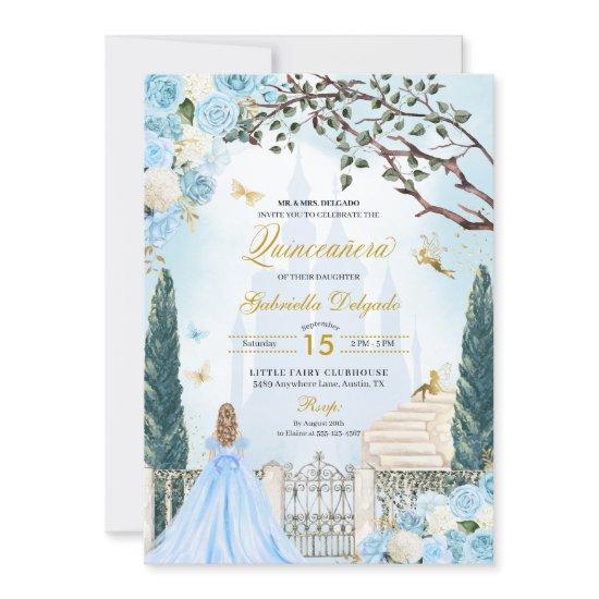 Blue Cinderella Enchanted Garden Quinceanera