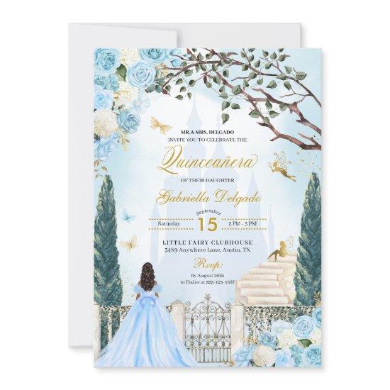 Blue Cinderella Enchanted Garden Quinceanera