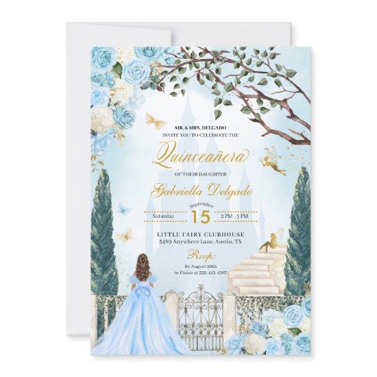 Blue Cinderella Enchanted Garden Quinceanera