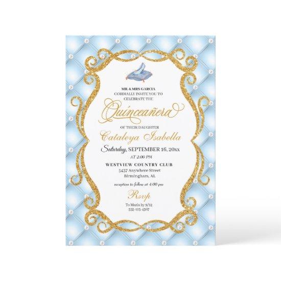 Blue Cinderella Glass Shoe Princess Quinceanera