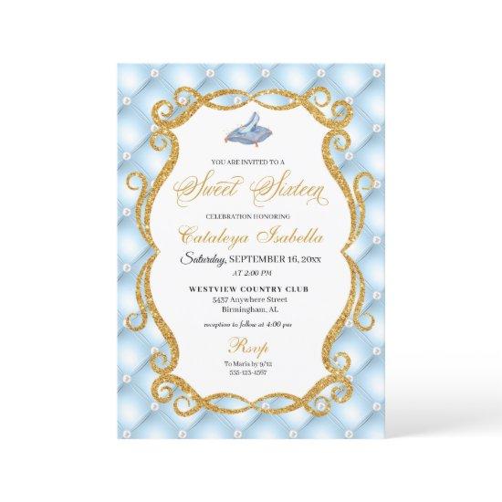 Blue Cinderella Glass Shoe Princess Sweet Sixteen