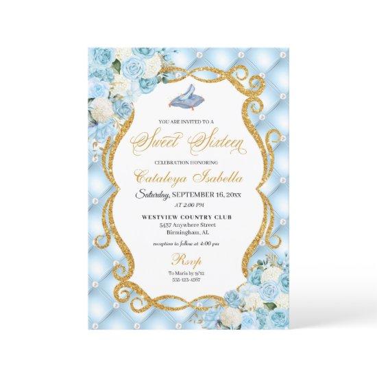 Blue Cinderella Glass Shoe Princess Sweet Sixteen