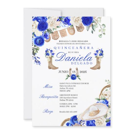 Blue Cowgirl Boots & Ropes Mariachi Quinceañera