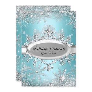 Blue Crystal Snowflake Princess Quinceanera