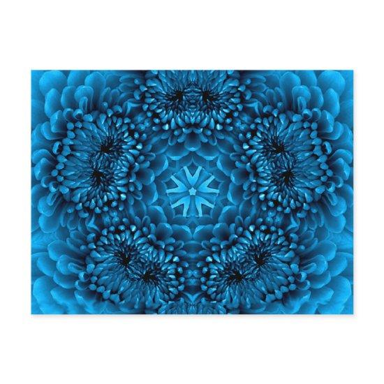 BLUE DAHLIA FlOWER Abstract Floral Postcard