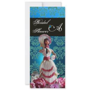 BLUE DAMASK BEACH WEDDING - BRIDAL SHOWER MONOGRAM