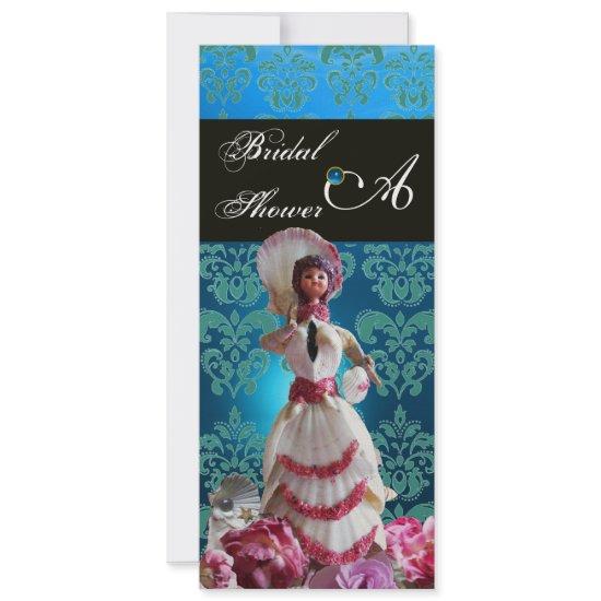 BLUE DAMASK BEACH WEDDING - BRIDAL SHOWER MONOGRAM