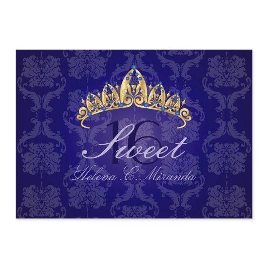 Blue Damask Sweet 16/ tiara/indigo