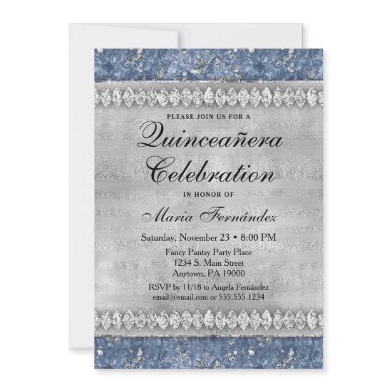 Blue Diamonds Quinceañera  Silver Glam