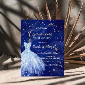 Blue Dress Stars Galaxy Quinceañera