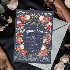 Blue Enchanted Garden Floral Quinceanera