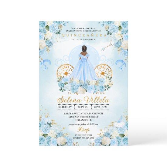 Blue Fairytale Cinderella Carriage Quinceañera