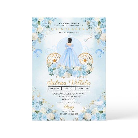 Blue Fairytale Cinderella Carriage Quinceañera