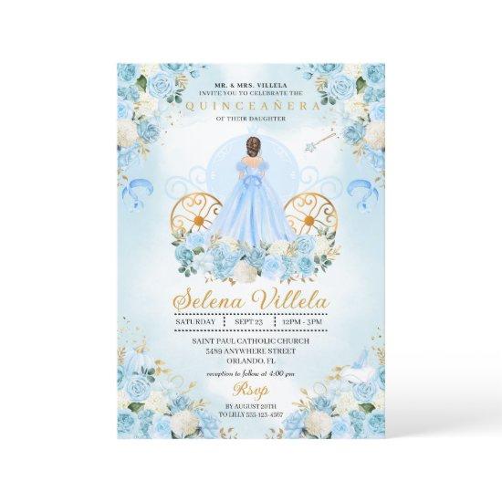 Blue Fairytale Cinderella Carriage Quinceañera