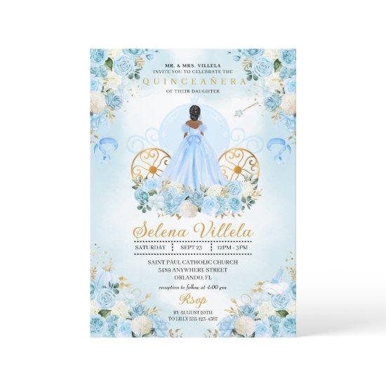 Blue Fairytale Cinderella Carriage Quinceañera