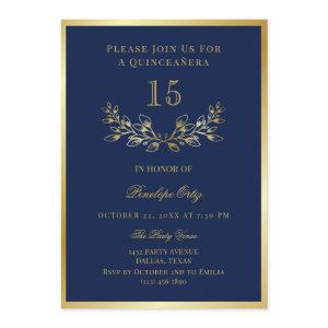 Blue Faux Gold Wreath Quinceañera
