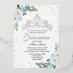 Blue Floral Quinceanera Foil